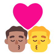 👨🏽‍❤️‍💋‍👨 Emoji Beijo - Homem: Pele Morena, Homem na Microsoft Windows 11 November 2021 Update.