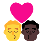 Emoji 👨‍❤️‍💋‍👨🏿 Bacio Tra Coppia - Uomo, Uomo: Carnagione Scura su Microsoft Windows 11 November 2021 Update.