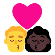 👨‍❤️‍💋‍👩🏿 Emoji sich küssendes Paar - Mann, Frau: dunkle Hautfarbe Microsoft Windows 11 November 2021 Update.