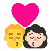 Emoji 👨‍❤️‍💋‍👩🏻 Bacio Tra Coppia - Uomo, Donna: Carnagione Chiara su Microsoft Windows 11 November 2021 Update.