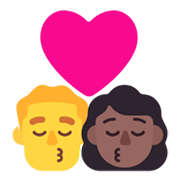 Emoji 👨‍❤️‍💋‍👩🏾 Bacio Tra Coppia Uomo, Donna: Carnagione Abbastanza Scura su Microsoft Windows 11 November 2021 Update.