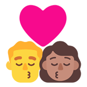 Emoji 👨‍❤️‍💋‍👩🏽 Bacio Tra Coppia - Uomo, Donna: Carnagione Olivastra su Microsoft Windows 11 November 2021 Update.