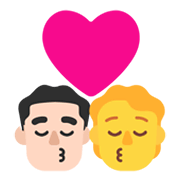Emoji 👨🏻‍❤️‍💋‍🧑 Bacio Tra Coppia: uomo, persona, Carnagione Chiara, Nessun tono della pelle su Microsoft Windows 11 November 2021 Update.