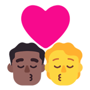Emoji 👨🏾‍❤️‍💋‍🧑 Bacio Tra Coppia: uomo, persona, Carnagione Abbastanza Scura, Nessun tono della pelle su Microsoft Windows 11 November 2021 Update.