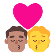 👨🏽‍❤️‍💋‍🧑 Emoji sich küssendes Paar: Mannn, Person, mittlere Hautfarbe, Kein Hautton Microsoft Windows 11 November 2021 Update.