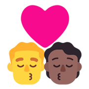 Emoji 👨‍❤️‍💋‍🧑🏾 Bacio Tra Coppia: uomo, persona, Nessun tono della pelle, Carnagione Abbastanza Scura su Microsoft Windows 11 November 2021 Update.