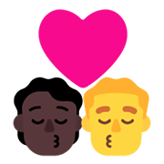🧑🏿‍❤️‍💋‍👨 Emoji sich küssendes Paar: Person, Mannn, dunkle Hautfarbe, Kein Hautton Microsoft Windows 11 November 2021 Update.
