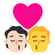 Emoji 🧑🏻‍❤️‍💋‍👨 Bacio Tra Coppia: persona, uomo, Carnagione Chiara, Nessun tono della pelle su Microsoft Windows 11 November 2021 Update.