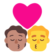 🧑🏽‍❤️‍💋‍👨 Emoji sich küssendes Paar: Person, Mannn, mittlere Hautfarbe, Kein Hautton Microsoft Windows 11 November 2021 Update.