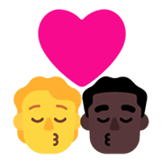 🧑‍❤️‍💋‍👨🏿 Emoji sich küssendes Paar: Person, Mannn, Kein Hautton, dunkle Hautfarbe Microsoft Windows 11 November 2021 Update.