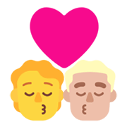 Emoji 🧑‍❤️‍💋‍👨🏼 Bacio Tra Coppia: persona, uomo, Nessun tono della pelle, Carnagione Abbastanza Chiara su Microsoft Windows 11 November 2021 Update.