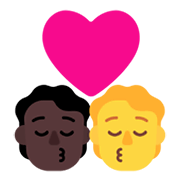 🧑🏿‍❤️‍💋‍🧑 Emoji sich küssendes Paar: Person, Person, dunkle Hautfarbe, Kein Hautton Microsoft Windows 11 November 2021 Update.