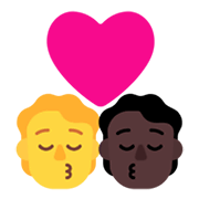 Emoji 🧑‍❤️‍💋‍🧑🏿 Bacio Tra Coppia: persona, persona, Nessun tono della pelle, Carnagione Scura su Microsoft Windows 11 November 2021 Update.