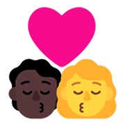 Emoji 🧑🏿‍❤️‍💋‍👩 Bacio Tra Coppia: persona, Donna, Carnagione Scura, Nessun tono della pelle su Microsoft Windows 11 November 2021 Update.