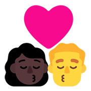 👩🏿‍❤️‍💋‍👨 Emoji sich küssendes Paar - Frau: dunkle Hautfarbe, Hombre Microsoft Windows 11 November 2021 Update.