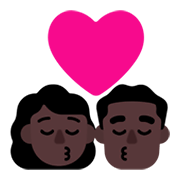 👩🏿‍❤️‍💋‍👨🏿 Emoji sich küssendes Paar - Frau: dunkle Hautfarbe, Mann: dunkle Hautfarbe Microsoft Windows 11 November 2021 Update.