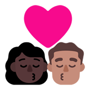 Emoji 👩🏿‍❤️‍💋‍👨🏽 Bacio Tra Coppia - Donna: Carnagione Scura, Uomo: Carnagione Olivastra su Microsoft Windows 11 November 2021 Update.