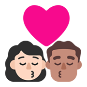 Emoji 👩🏻‍❤️‍💋‍👨🏽 Bacio Tra Coppia - Donna: Carnagione Abbastanza Chiara, Uomo: Carnagione Olivastra su Microsoft Windows 11 November 2021 Update.
