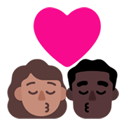 Emoji 👩🏽‍❤️‍💋‍👨🏿 Bacio Tra Coppia - Donna: Carnagione Olivastra, Uomo: Carnagione Scura su Microsoft Windows 11 November 2021 Update.