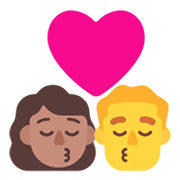 👩🏽‍❤️‍💋‍👨 Emoji Beijo - Mulher, Homem: Pele Morena, Pele Morena Clara na Microsoft Windows 11 November 2021 Update.