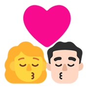 Emoji 👩‍❤️‍💋‍👨🏻 Bacio Tra Coppia - Donna, Uomo: Carnagione Chiara su Microsoft Windows 11 November 2021 Update.
