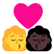 Emoji 👩‍❤️‍💋‍👩🏿 Bacio Tra Coppia Donna, Donna: Carnagione Abbastanza Chiara, Carnagione Scura su Microsoft Windows 11 November 2021 Update.