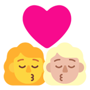 👩‍❤️‍💋‍👩🏼 Emoji sich küssendes Paar - Frau, Frau: mittelhelle Hautfarbe Microsoft Windows 11 November 2021 Update.