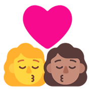 👩‍❤️‍💋‍👩🏽 Emoji sich küssendes Paar - Frau, Frau: mittlere Hautfarbe Microsoft Windows 11 November 2021 Update.