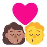 👩🏽‍❤️‍💋‍🧑 Emoji Beso: Mujer, Persona, Tono De Piel Medio, Sin tono de piel en Microsoft Windows 11 November 2021 Update.