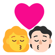 Emoji 👩‍❤️‍💋‍🧑🏻 Bacio Tra Coppia: Donna, persona, Nessun tono della pelle, Carnagione Chiara su Microsoft Windows 11 November 2021 Update.