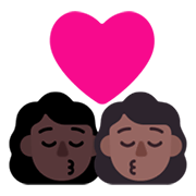 Emoji 👩🏿‍❤️‍💋‍👩🏾 Bacio Tra Coppia - Donna: Carnagione Scura, Donna: Carnagione Abbastanza Scura su Microsoft Windows 11 November 2021 Update.