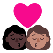 👩🏿‍❤️‍💋‍👩🏽 Emoji sich küssendes Paar - Frau: dunkle Hautfarbe, Frau: mittlere Hautfarbe Microsoft Windows 11 November 2021 Update.