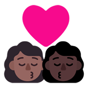 👩🏾‍❤️‍💋‍👩🏿 Emoji sich küssendes Paar - Frau: mitteldunkle Hautfarbe, Frau: dunkle Hautfarbe Microsoft Windows 11 November 2021 Update.