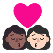 👩🏾‍❤️‍💋‍👩🏻 Emoji sich küssendes Paar - Frau: mitteldunkle Hautfarbe, Frau: helle Hautfarbe Microsoft Windows 11 November 2021 Update.
