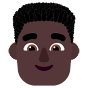 Emoji 👨🏿‍🦱 Uomo: Carnagione Scura E Capelli Ricci su Microsoft Windows 11 November 2021 Update.