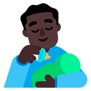 👨🏿‍🍼 Emoji Homem Alimentando Bebê: Pele Escura na Microsoft Windows 11 November 2021 Update.