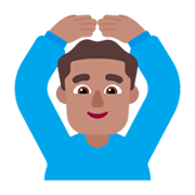 🙆🏽‍♂️ Emoji Mann mit Händen auf dem Kopf: mittlere Hautfarbe Microsoft Windows 11 November 2021 Update.