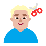 💇🏼‍♂️ Emoji Hombre Cortándose El Pelo: Tono De Piel Claro Medio en Microsoft Windows 11 November 2021 Update.