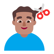 💇🏽‍♂️ Emoji Mann beim Haareschneiden: mittlere Hautfarbe Microsoft Windows 11 November 2021 Update.