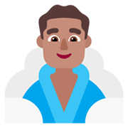 Emoji 🧖🏽‍♂️ Uomo In Sauna: Carnagione Olivastra su Microsoft Windows 11 November 2021 Update.
