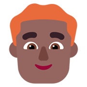 👨🏾‍🦰 Emoji Mann: mitteldunkle Hautfarbe, rotes Haar Microsoft Windows 11 November 2021 Update.