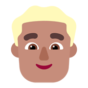 Emoji 👱🏽‍♂️ Uomo Biondo: Carnagione Olivastra su Microsoft Windows 11 November 2021 Update.