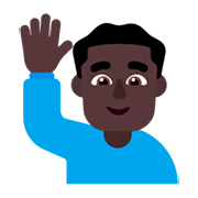 🙋🏿‍♂️ Emoji Mann mit erhobenem Arm: dunkle Hautfarbe Microsoft Windows 11 November 2021 Update.