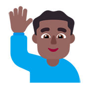 🙋🏾‍♂️ Emoji Mann mit erhobenem Arm: mitteldunkle Hautfarbe Microsoft Windows 11 November 2021 Update.