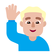 🙋🏼‍♂️ Emoji Mann mit erhobenem Arm: mittelhelle Hautfarbe Microsoft Windows 11 November 2021 Update.