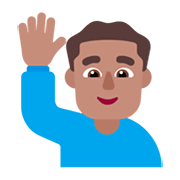 Emoji 🙋🏽‍♂️ Uomo Con Mano Alzata: Carnagione Olivastra su Microsoft Windows 11 November 2021 Update.