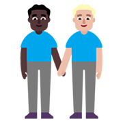 👨🏿‍🤝‍👨🏼 Emoji händchenhaltende Männer: dunkle Hautfarbe, mittelhelle Hautfarbe Microsoft Windows 11 November 2021 Update.