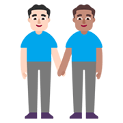 Émoji 👨🏻‍🤝‍👨🏽 Deux Hommes Se Tenant La Main : Peau Claire Et Peau Légèrement Mate sur Microsoft Windows 11 November 2021 Update.