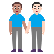 👨🏽‍🤝‍👨🏻 Emoji händchenhaltende Männer: mittlere Hautfarbe, helle Hautfarbe Microsoft Windows 11 November 2021 Update.