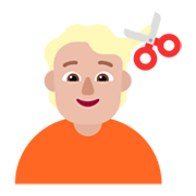 💇🏼 Emoji Persona Cortándose El Pelo: Tono De Piel Claro Medio en Microsoft Windows 11 November 2021 Update.